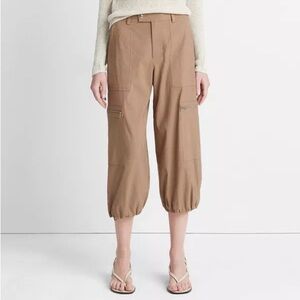 Vince Low-Rise Cropped Parachute Pant in Shale Tan Brown Size 6